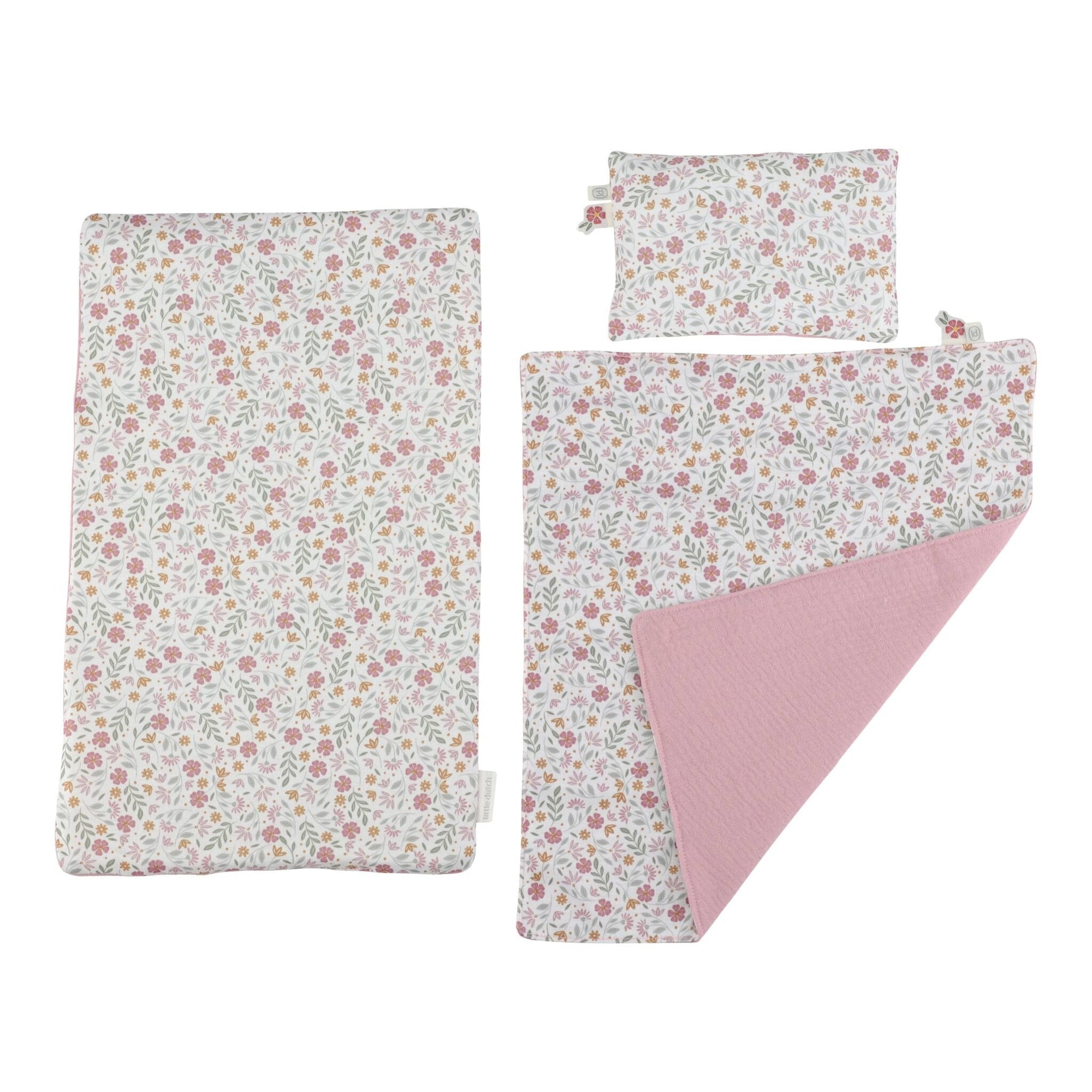 Lit de poupée en bois rose Soft Flowers de Little Dutch – vue 3