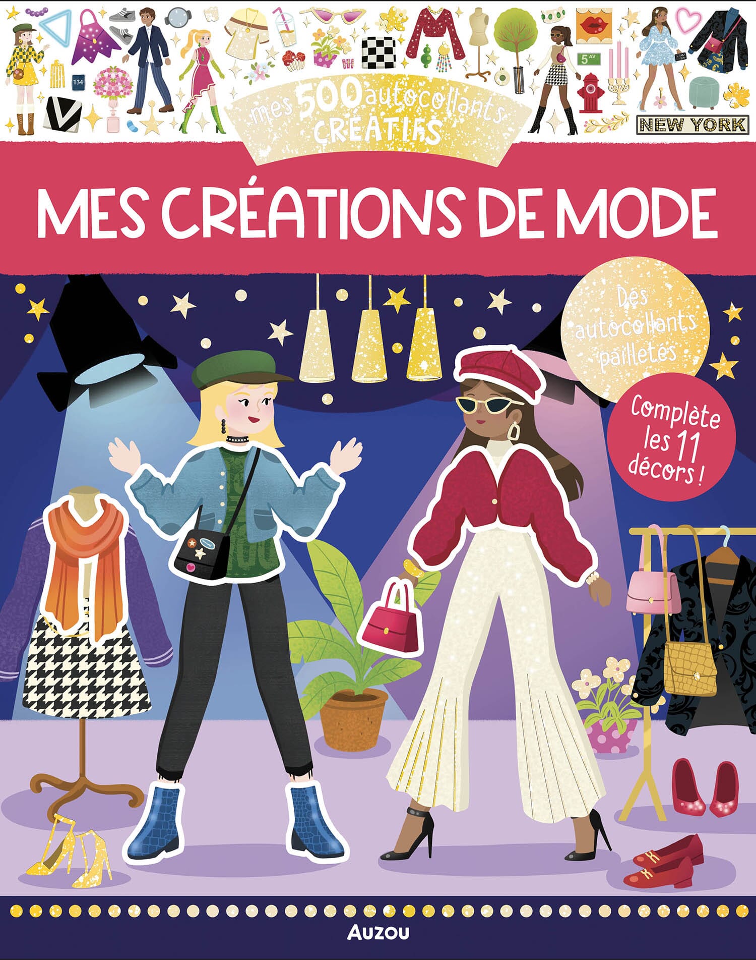 Livre avec 500 autocollants créatifs Mes créations de mode- AUZOU AC250006-1 9791039568517