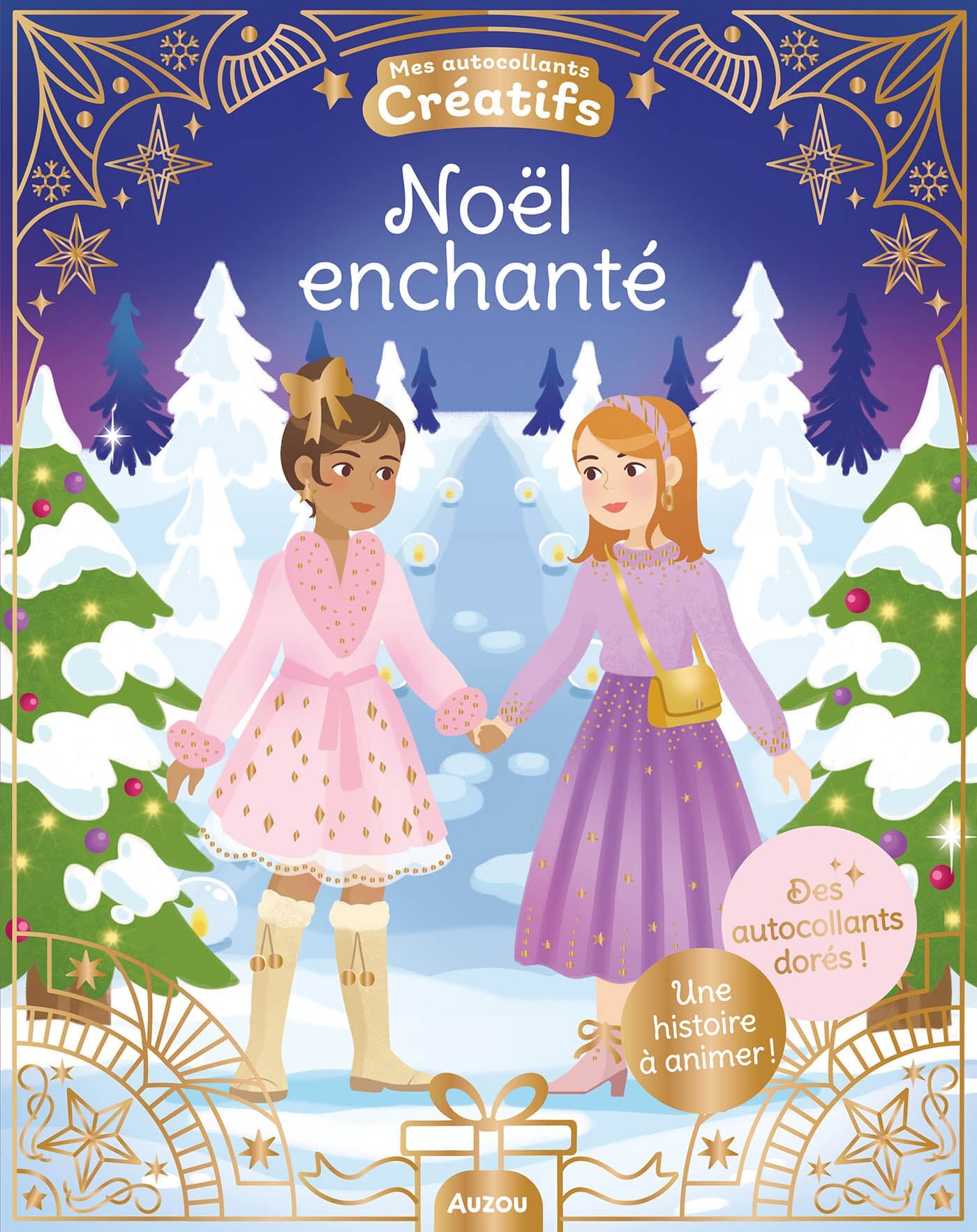 Livre avec 500 autocollants créatifs Noel enchanté- AUZOU 001059447 9791039567008