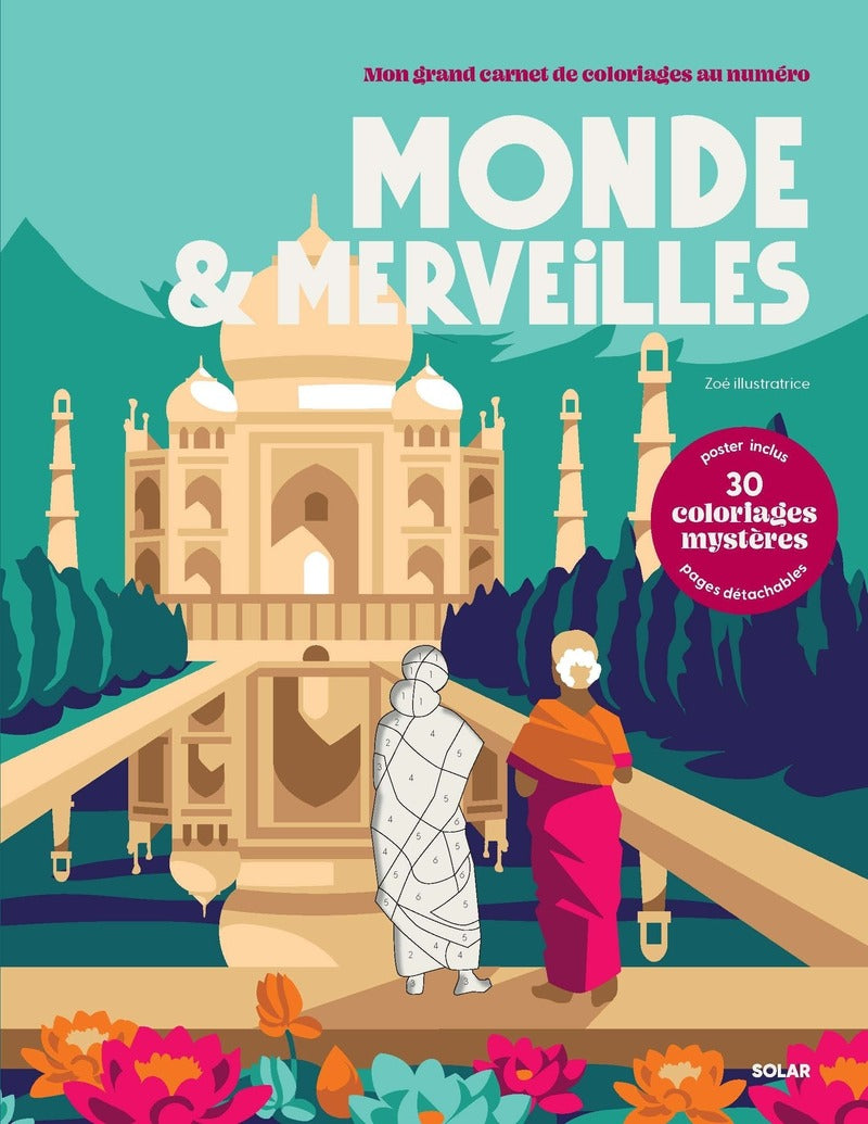 Livre de coloriages au numéro Monde et merveilles de Solar