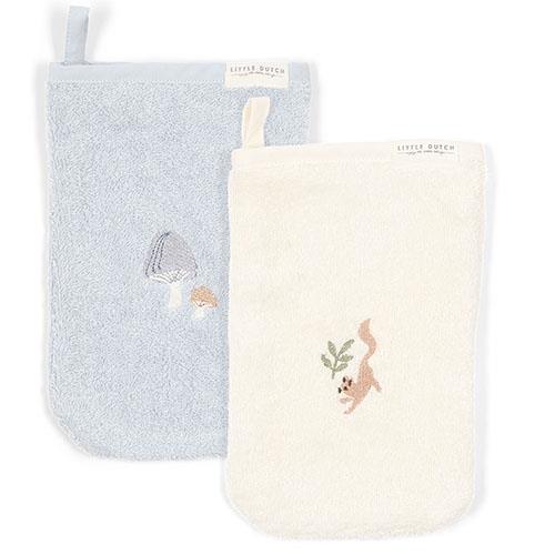 Lot de 2 gants de toilette brodés Forest Friends de Little Dutch