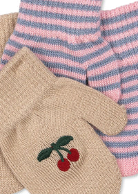 Lot de 2 moufles cherry/stripe KS103431 3715681094792