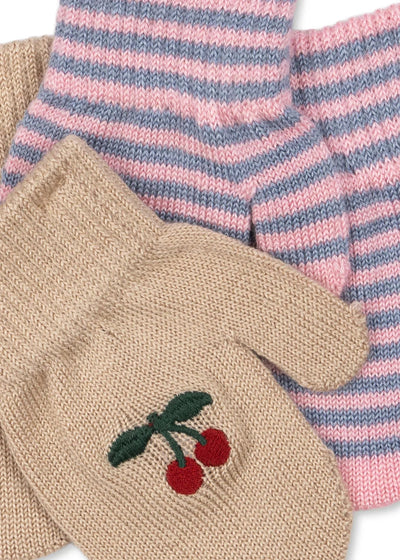 Lot de 2 moufles cherry/stripe KS103431 3715681094792