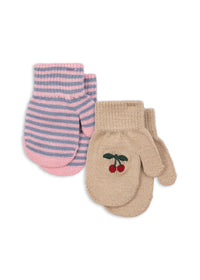 Lot de 2 moufles cherry/stripe KS103431 3715681094792