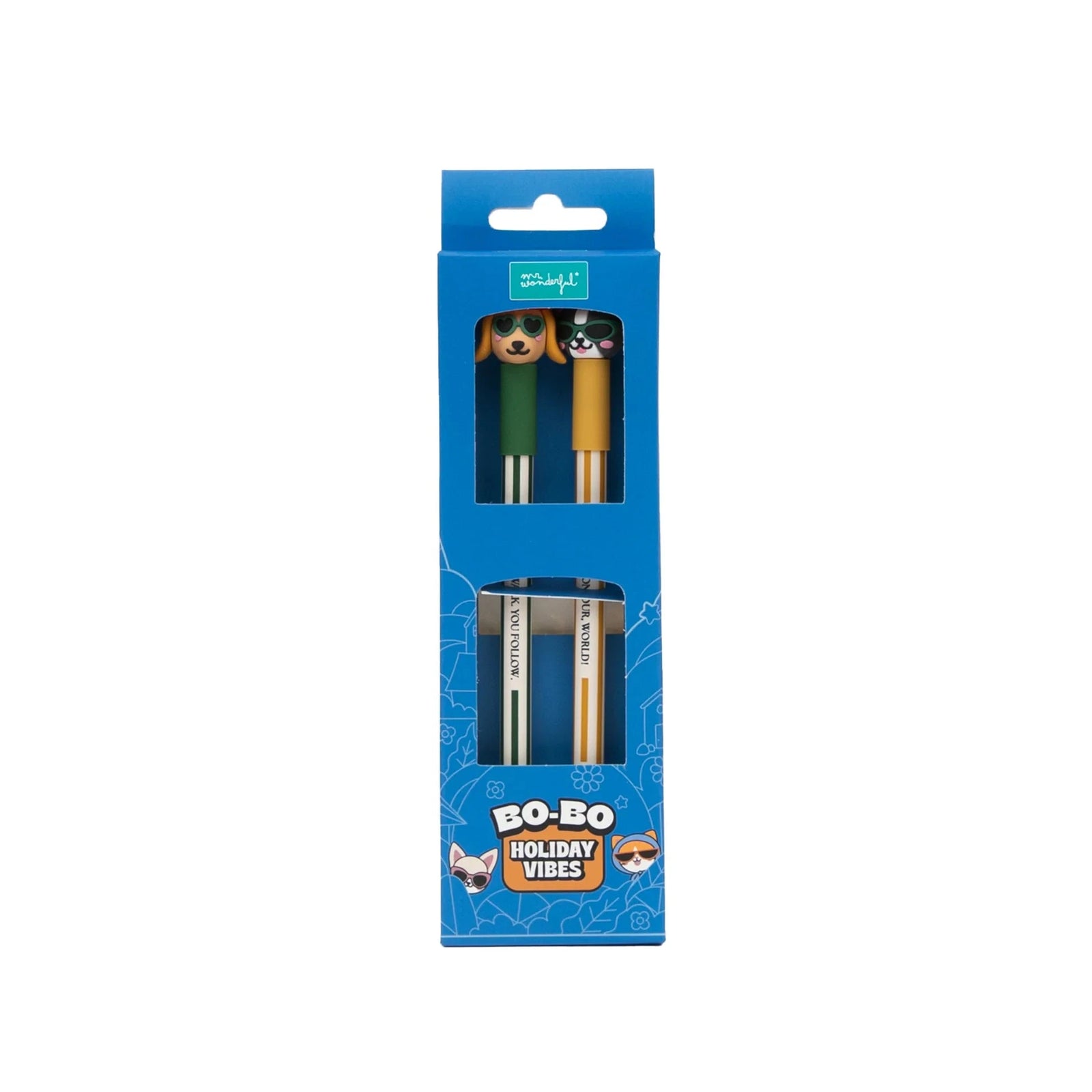 Lot de 2 stylos effaçables Bo-Bo - Teckel + Bouledogue français - MR. WONDERFUL 