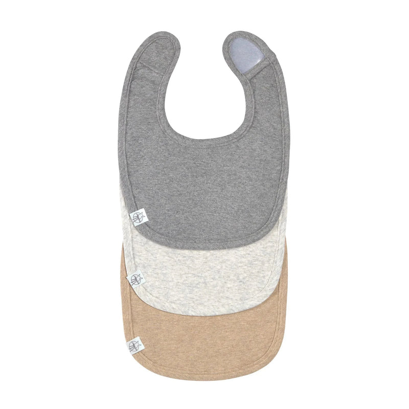 Lot de 3 bavoirs GOTS, gris foncé gris clair nature mélange - LASSIG 