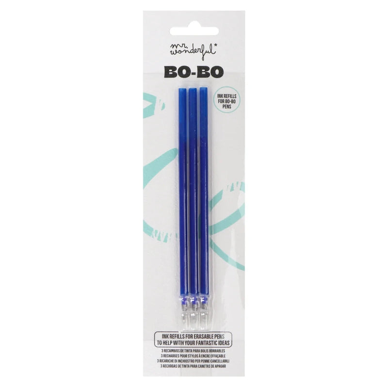 Lot de 3 recharges d'encre pour stylos effaçables Bo-Bo bleu - MR. WONDERFUL 