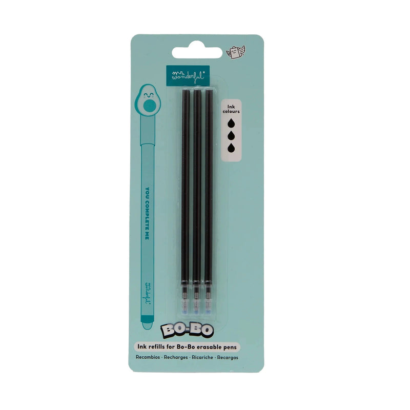 Lot de 3 recharges d'encre pour stylos effaçables Bo-Bo noir - MR. WONDERFUL 
