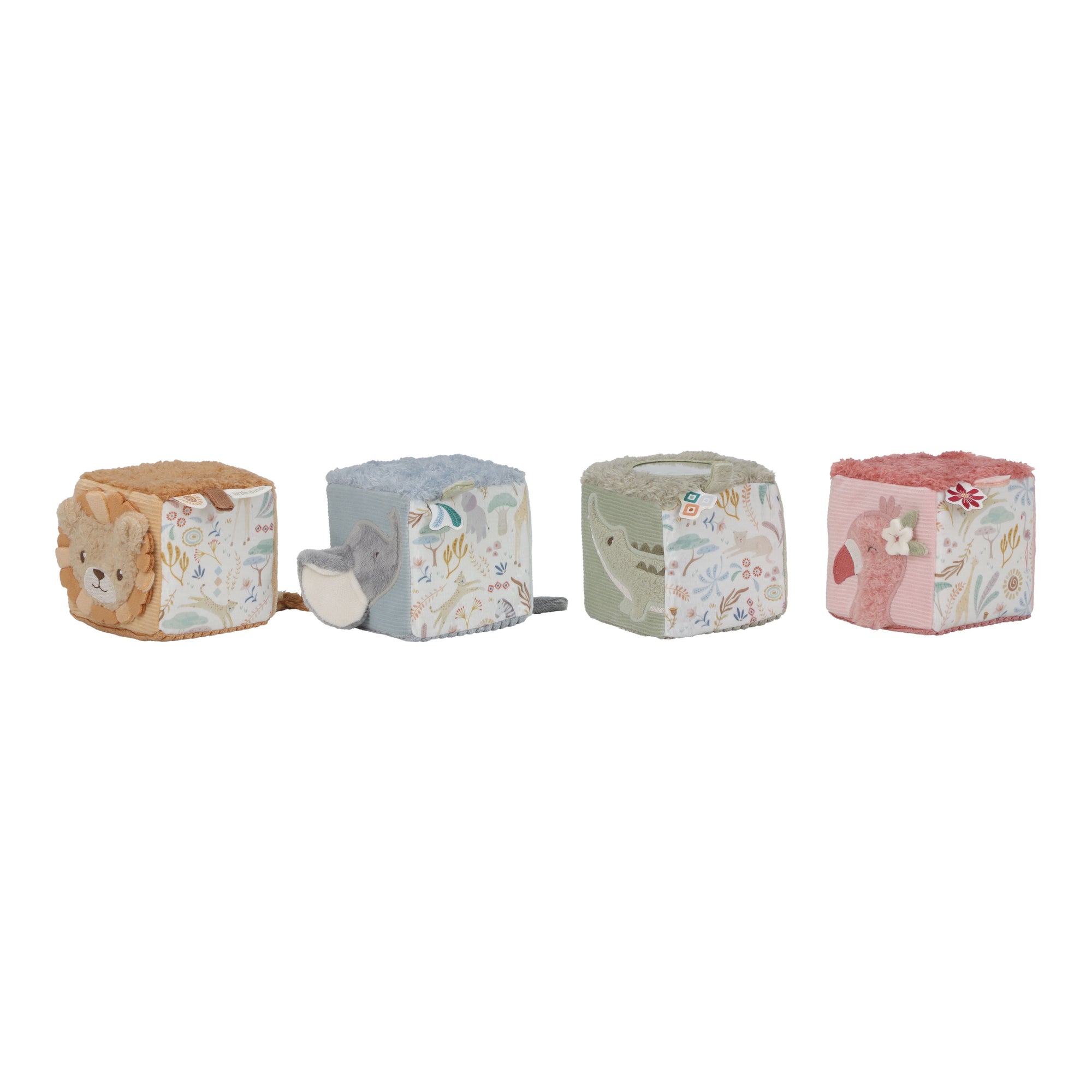 Lot de 4 cubes doux safari friends - LITTLE DUTCH