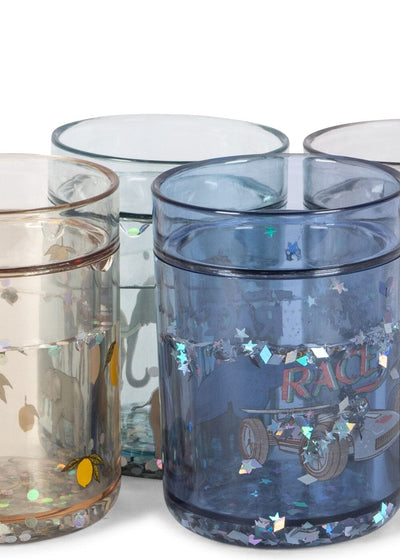 Lot de 4 verres à paillettes blue mix - Konges Sløjd S15009 5715681062623