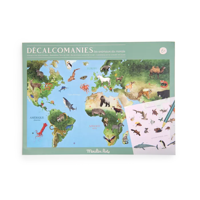 Mappemonde avec décalcomanies tout autour du monde - Moulin Roty 719185 3575677191858