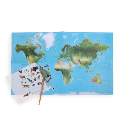 Mappemonde avec décalcomanies tout autour du monde - Moulin Roty 719185 3575677191858