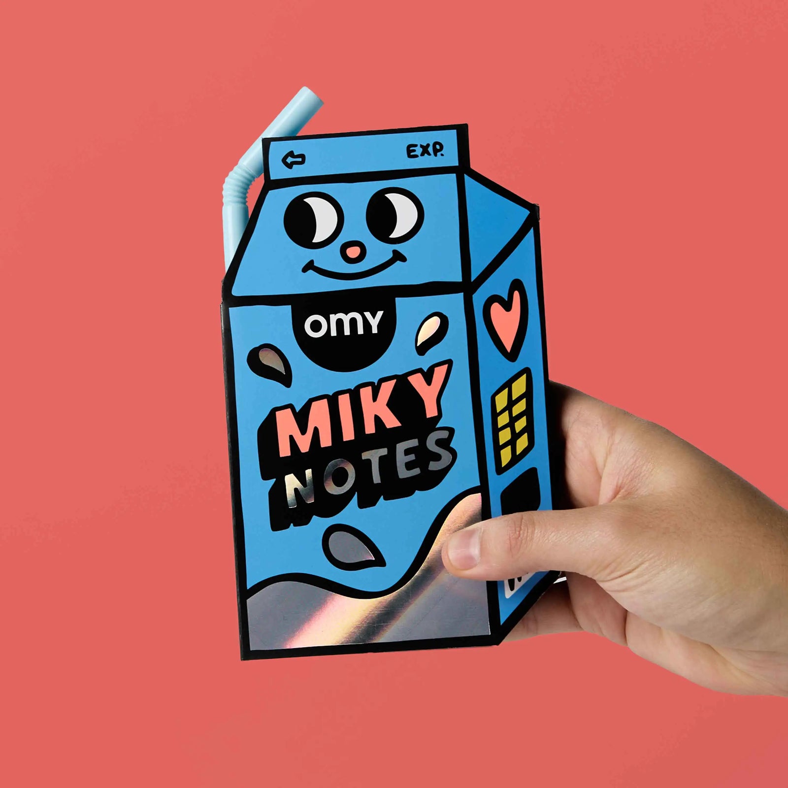 Mémos adhésifs Miky avec stylo-paille d’Omy