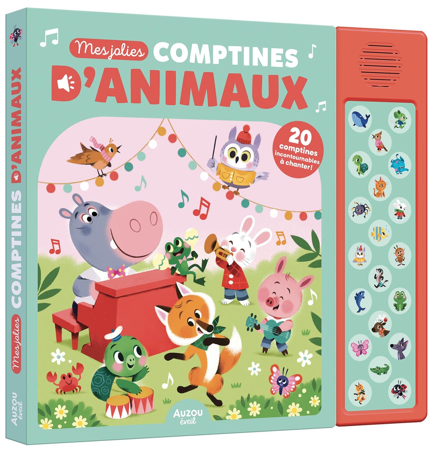 Mes jolies comptines d'animaux- 20 puces sonores- AUZOU EV240031-1 9791039562690