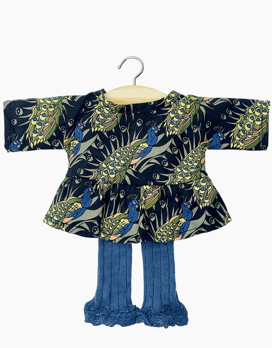 Ophélia en milleraie Paons et collants sans pieds Chloé bleu saphir - minikane CG.16.492 3701548437804