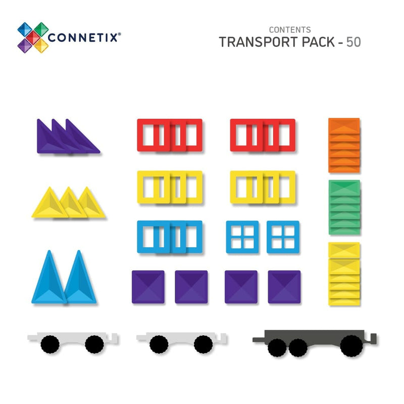 Pack transport rainbow 50 pièces tuiles magnetiques - CONNETIX CT-R-00050-TR 850036293224