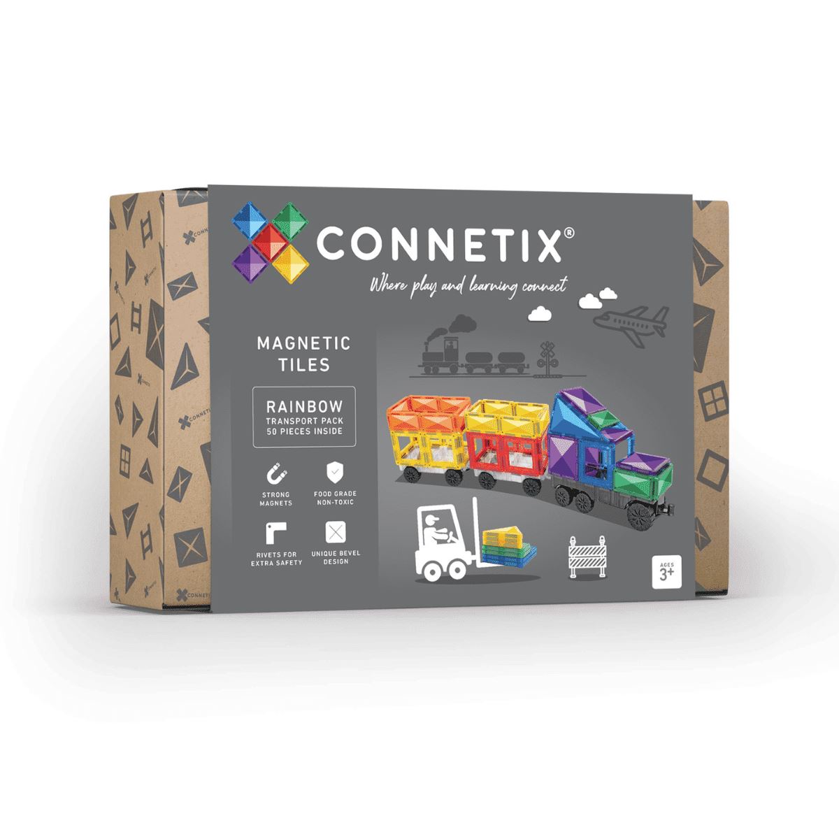 Pack transport rainbow 50 pièces tuiles magnetiques - CONNETIX CT-R-00050-TR 850036293224