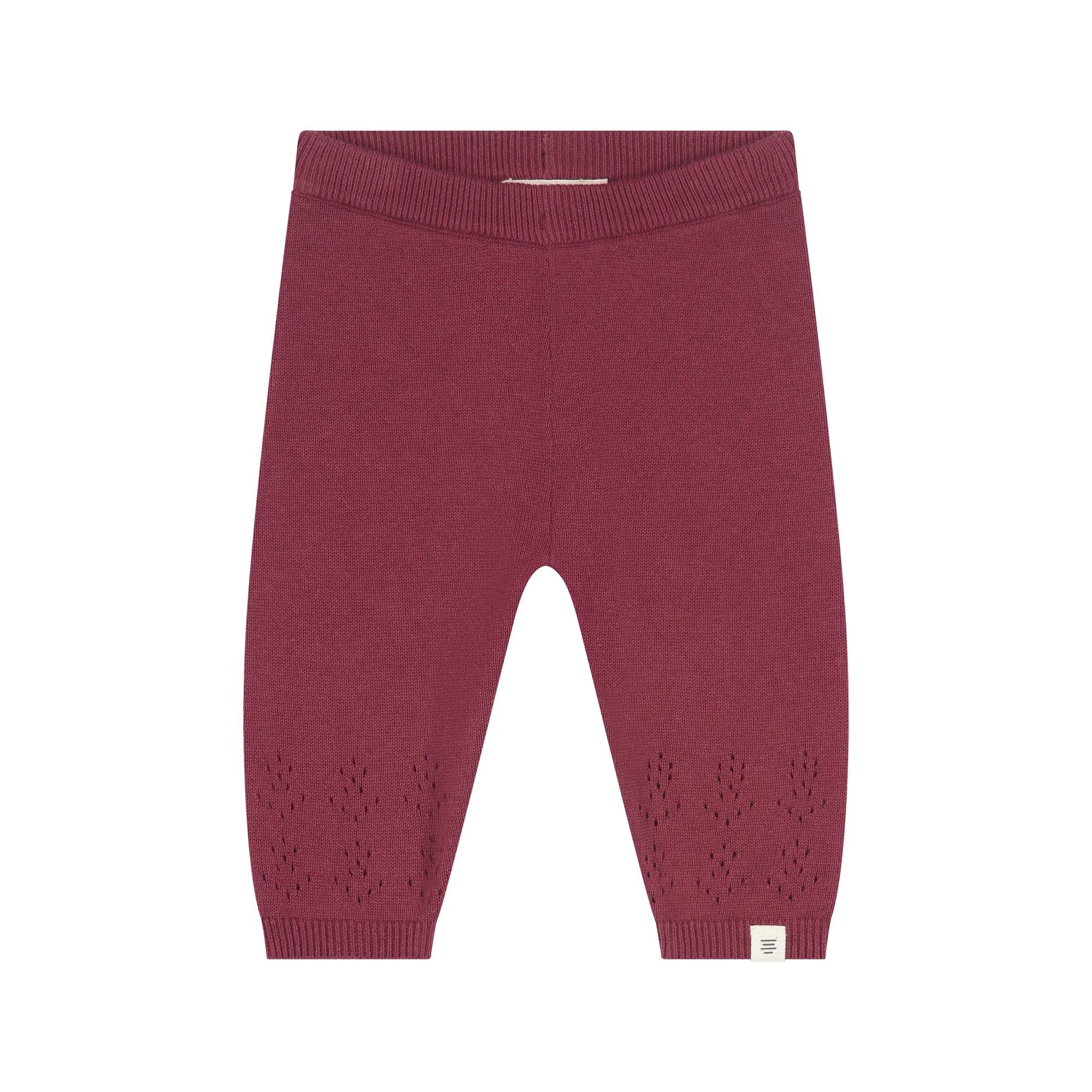 Pantalon bébé en maille rouge foncé d’A Tiny Story
