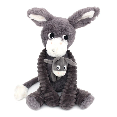 Peluche âne Poitou maman et son bébé gris Les Ptipotos - DEGLINGOS 76030 4895242702821