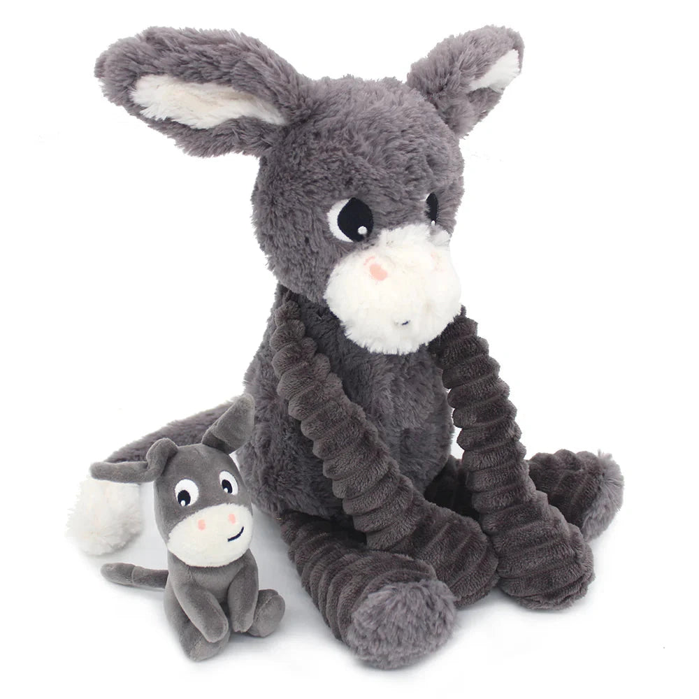 Peluche âne Poitou maman et son bébé gris Les Ptipotos - DEGLINGOS 76030 4895242702821