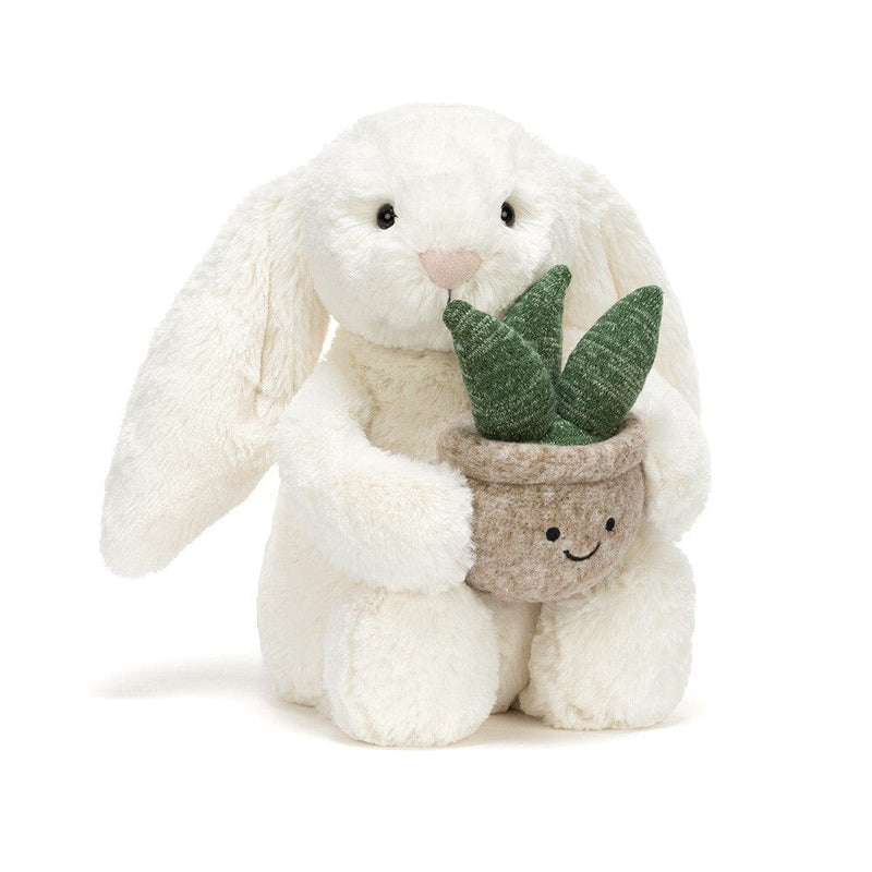 peluche lapin Cream Bunny with Plant - JELLYCAT