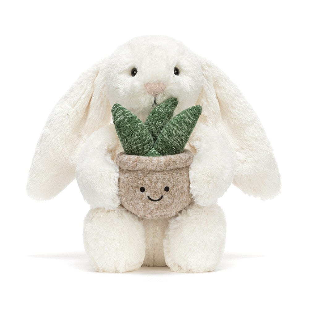 peluche lapin Cream Bunny with Plant - JELLYCAT
