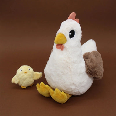 Peluche poule Pioupiou maman et son bébé blanc Les Ptipotos - DEGLINGOS 76010 4895242702791
