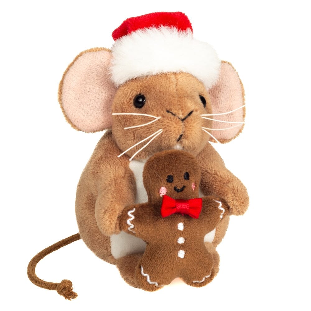 Peluche souris de Noël avec bonhomme en pain d’épices 11 cm Teddy Hermann