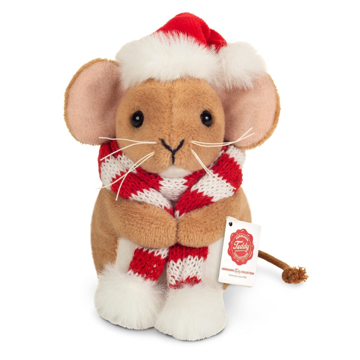 Peluche souris de Noël avec écharpe 11 cm Teddy Hermann