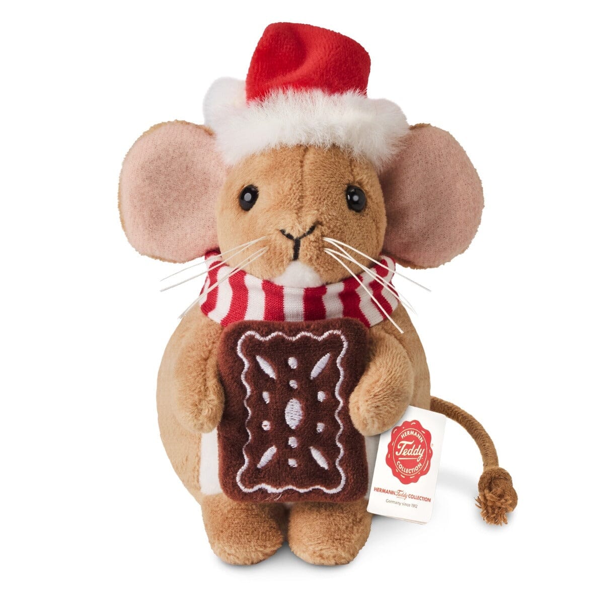 Peluche souris de Noël avec pain d’épices 11 cm Teddy Hermann