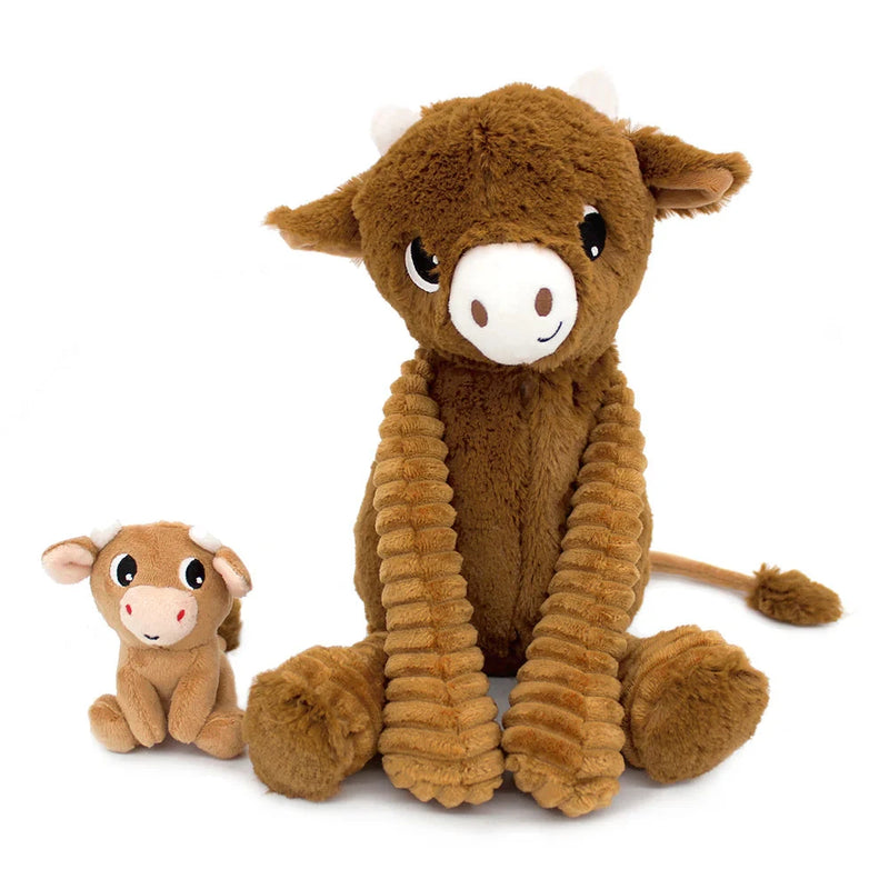 Peluche vache Hindou maman et son bébé marron cassonade Les Ptipotos - DEGLINGOS 76050 4895242702869