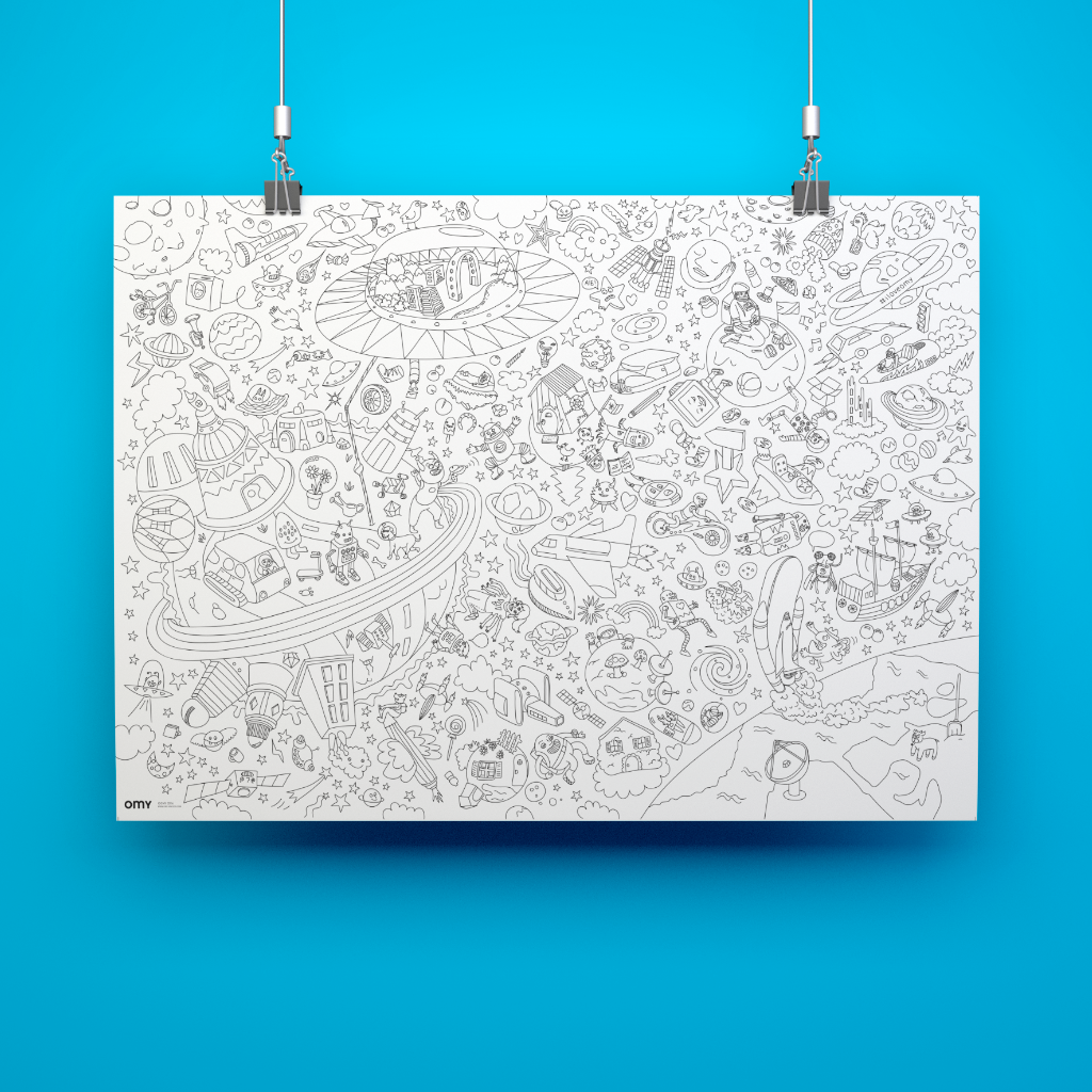 Poster géant à colorier Cosmos d’Omy – illustration de l’espace
