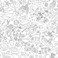 Poster géant à colorier Cosmos d’Omy – détail alien et fusée