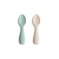 Première cuillère pour bébé cambridge blue/ shifting sand - mushie 70.080.01 0840355800258