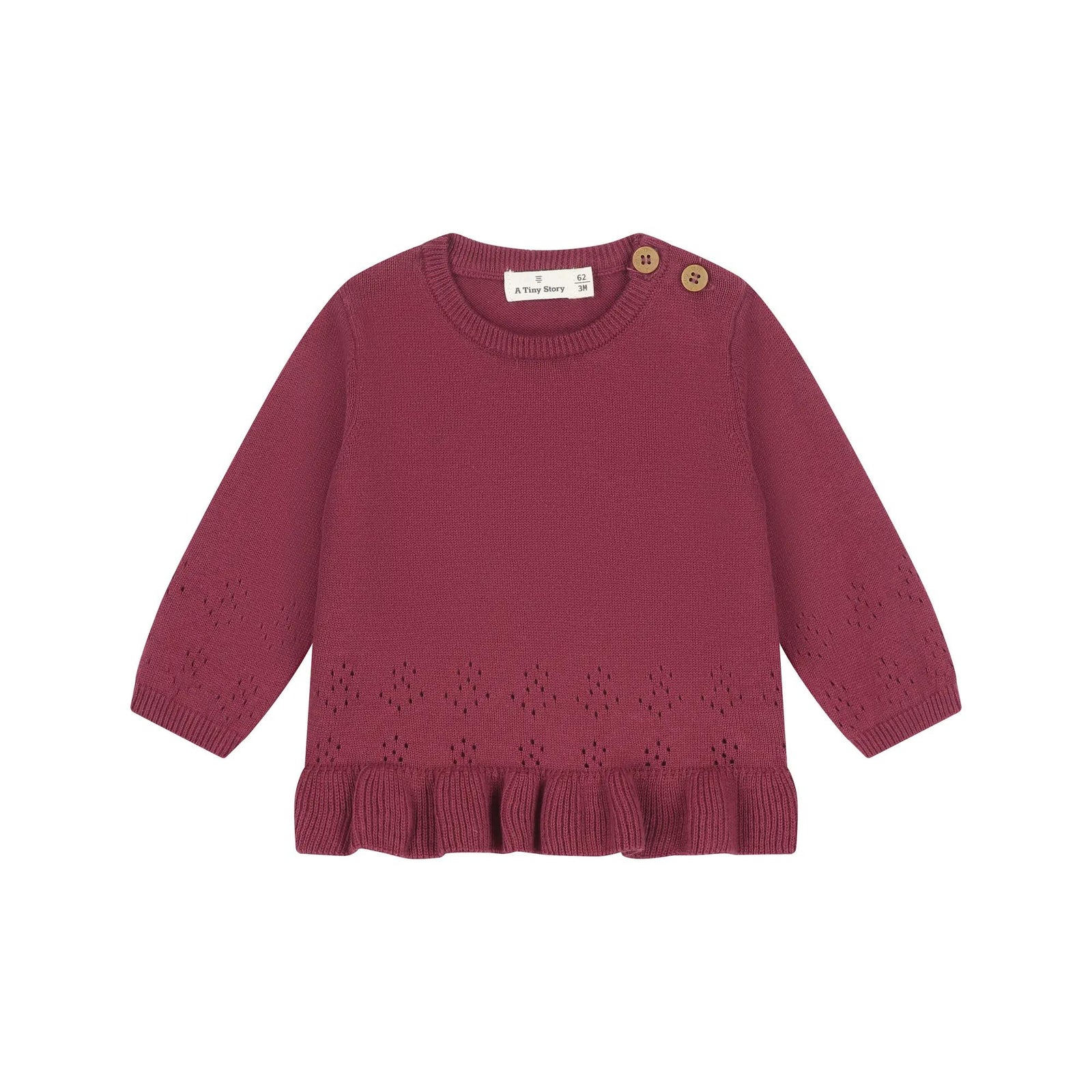 Pull bébé à volant rouge foncé d’A Tiny Story