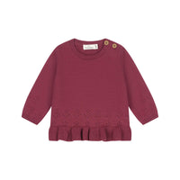 Pull bébé à volant rouge foncé d’A Tiny Story