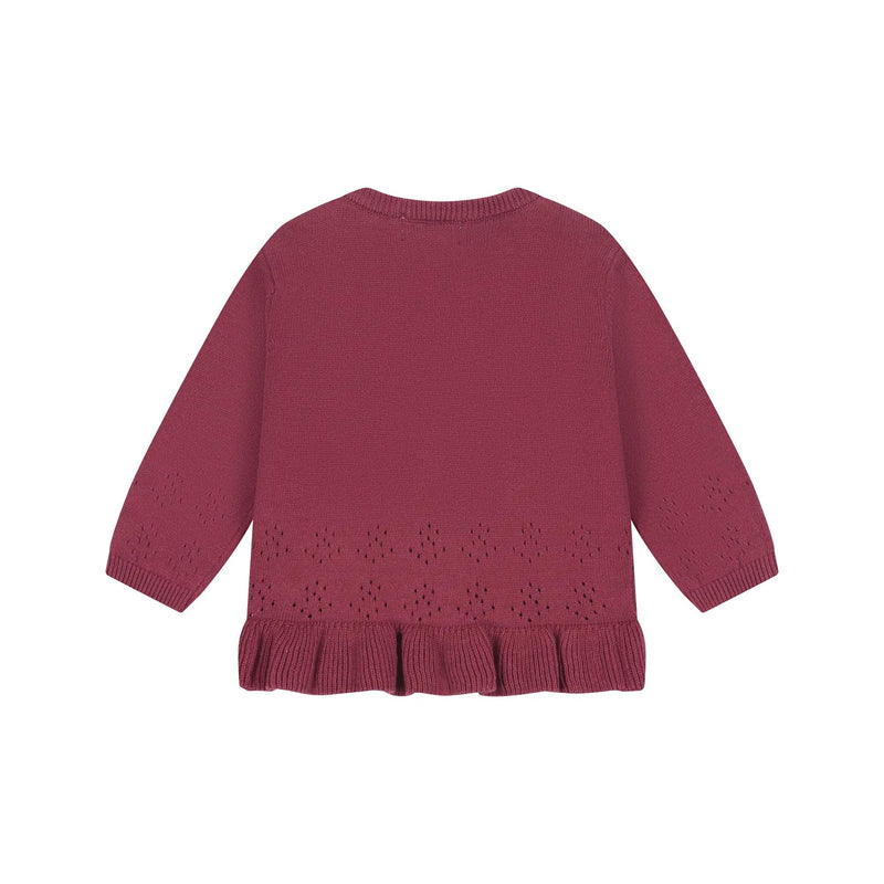 Pull bébé à volant rouge foncé d’A Tiny Story