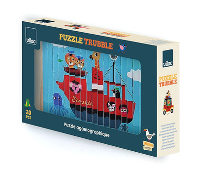 Puzzle 4 dimensions en bois les transports Ingela P Arrhenius - vilac 7639 3048700076397