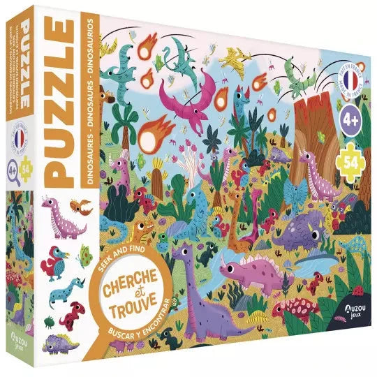 Puzzle cherche et trouve -Les dinosaures - AUZOU 9791039558013