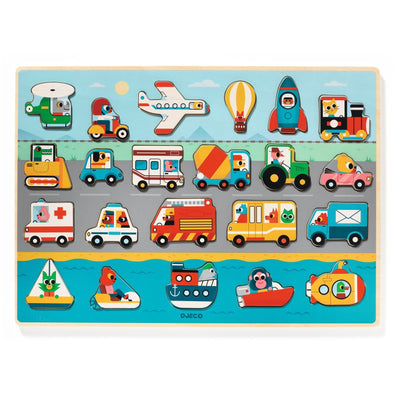 puzzle en bois puzzlo vroom - DJECO DJ01831 3070900018310