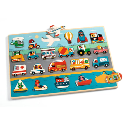 puzzle en bois puzzlo vroom - DJECO DJ01831 3070900018310