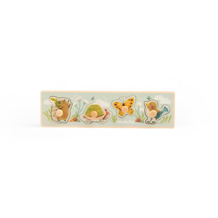 Puzzle encastrable 4 animaux trois petits lapin - MOULIN ROTY 678117 3575676781173