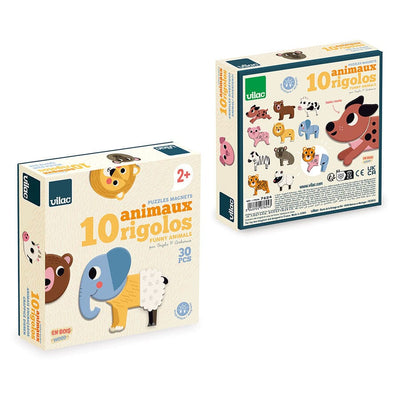 Puzzle magnétique en bois 10 animaux rigolos Ingela P Arrhenius - VILAC 7624 3048700076243