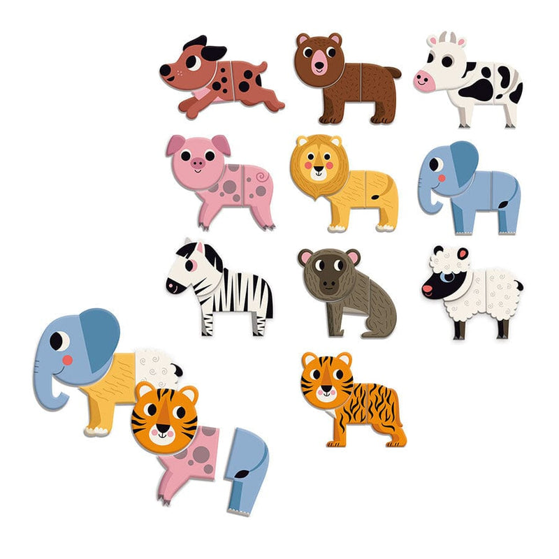 Puzzle magnétique en bois 10 animaux rigolos Ingela P Arrhenius - VILAC 7624 3048700076243