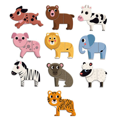 Puzzle magnétique en bois 10 animaux rigolos Ingela P Arrhenius - VILAC 7624 3048700076243
