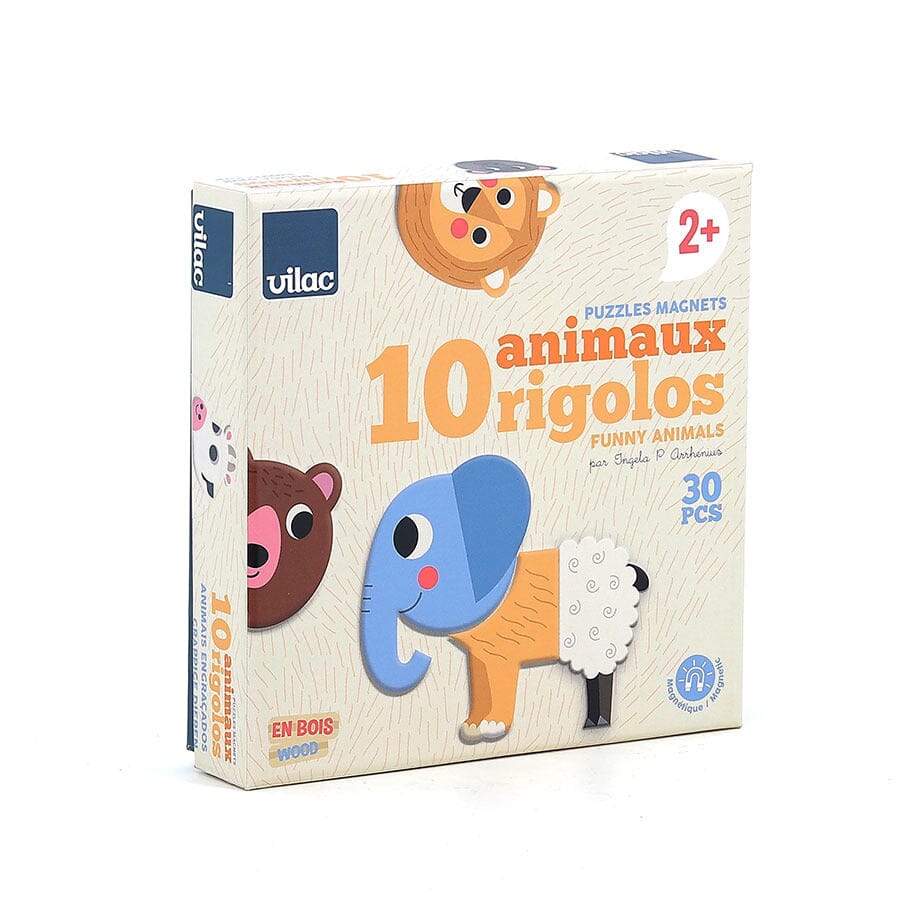 Puzzle magnétique en bois 10 animaux rigolos Ingela P Arrhenius - VILAC 7624 3048700076243
