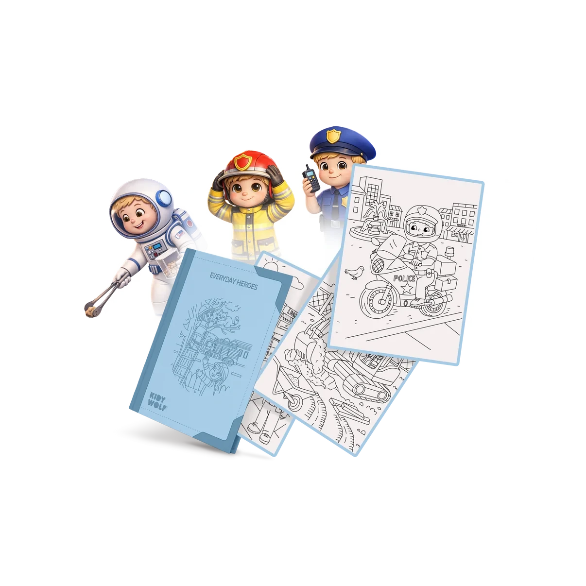recharge KIDYDRAW PAD Recharge de dessins héros du quotidien - kidywolf