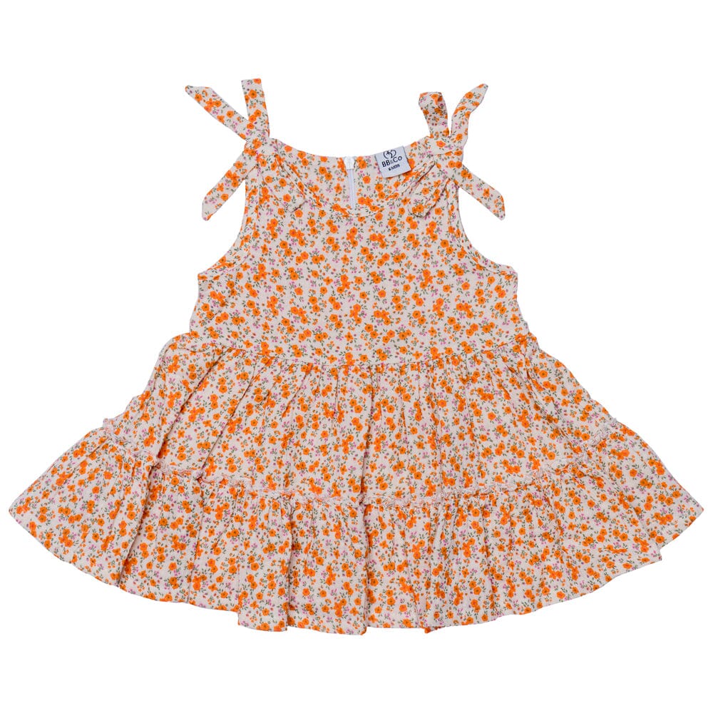 Robe bretelles à étages liberty orange - BB&CO ROB30A 3662159047533