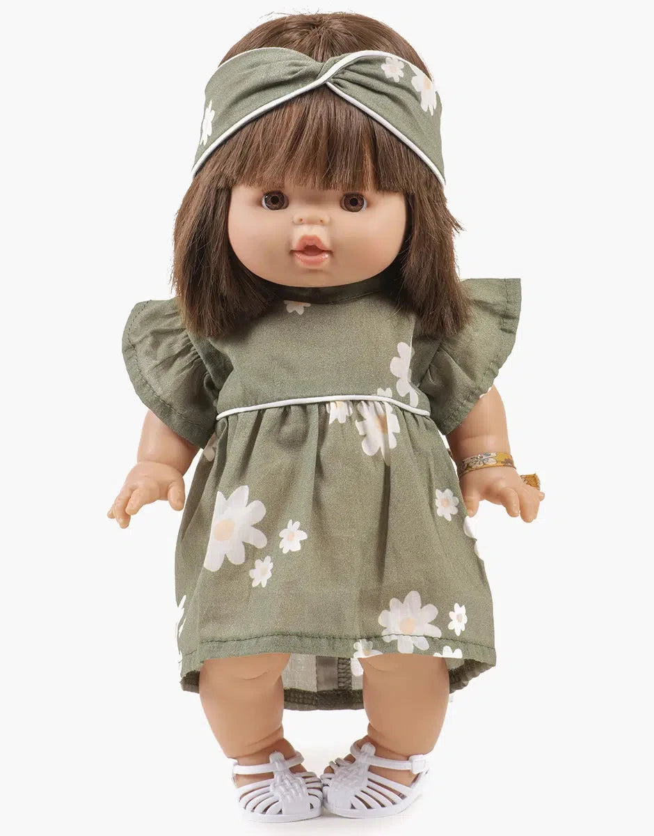 Robe Daisy et son headband croisé en coton Marguerites avec passepoil - minikane CG.17.168 3701548454801