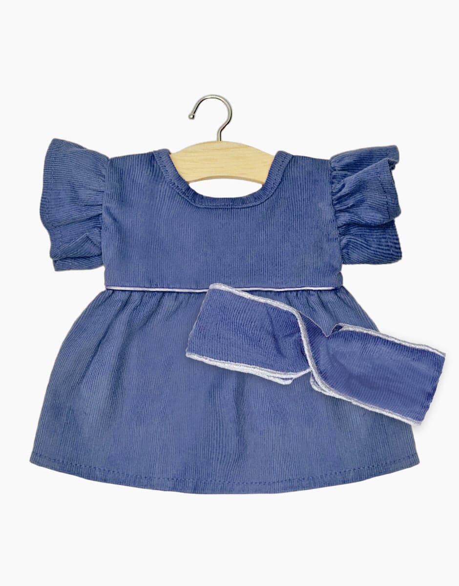 Robe Daisy et son headband en milleraie bleu foncé avec passepoil lurex - minikane CG.16.125 3701548427379